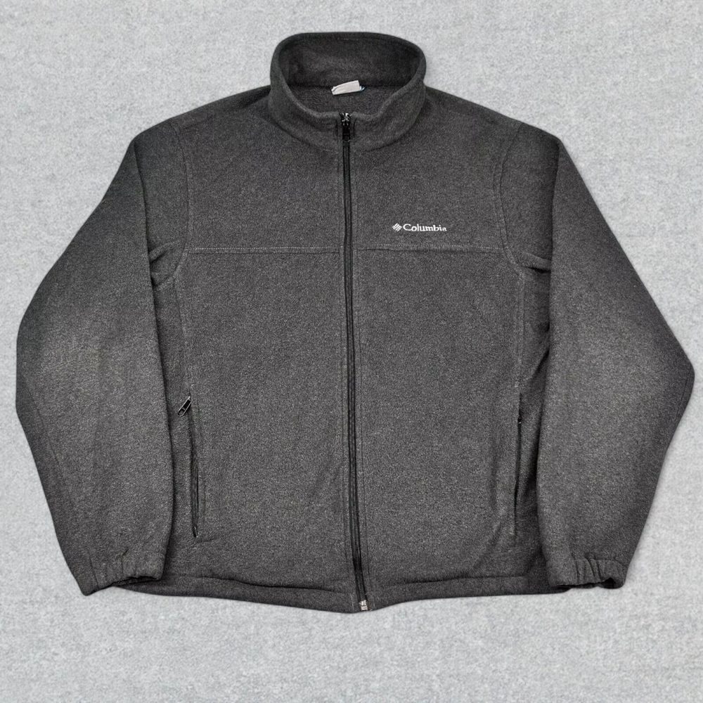 Columbia Jacket‎ Men's Large Gray Fleece Full Zip Pockets Casual Outdoor *READ